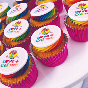 pride rainbow branded cupcakes