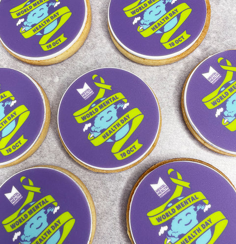 MENTAL HEALTH DAY THEMED BISCUIT READY TO BE INDIVIDUALLY WRAPPED