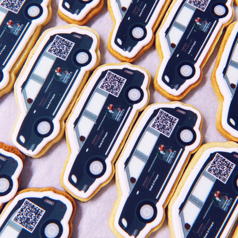 car shaped branded biscuit with QR code