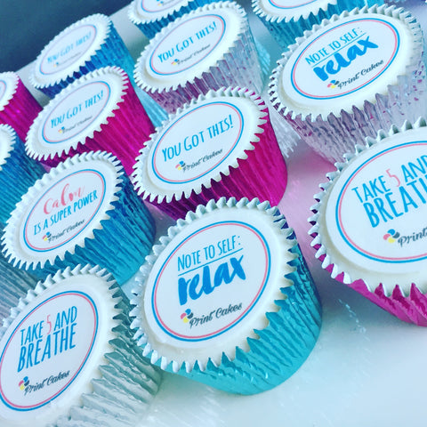 Stress Busting Logo Cupcakes