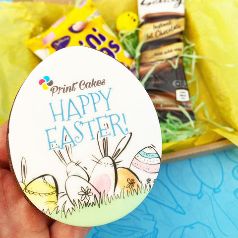 Branded Easter egg biscuits and Easter cupcakes for corporate Easter gifts and workplace treats