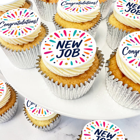 cupcakes with new job and congratulations design for a gift