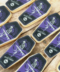 coffin shaped logo biscuit