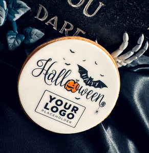 happy halloween biscuits with logo for company event
