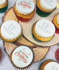CHRISTMAS CUPCAKES FOR CORPORATE GIFTS WITH LOGO AND MERRY CHRISTMAS DESIGN