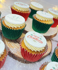 CUPCAKES WITH EDIBLE MERRY CHRISTMAS DESIGN AND COMPANY LOGO
