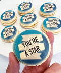 macarons with "you're a star" printed onto them for employee appreciation