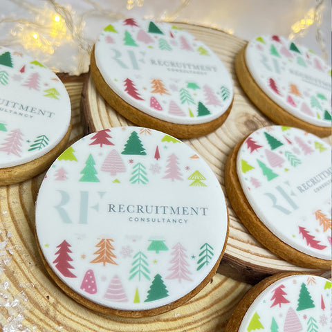 biscuit with christmas design and company logo