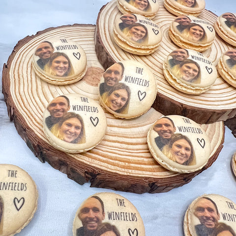 photo macarons for wedding favour or event