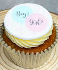 GENDER REVEAL CUPCAKE GIFT BOX WITH PINK OR BLUE ICING - UK DELIVERY
