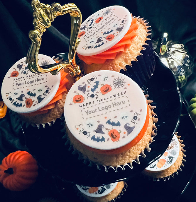 halloween cupcake gift box personalised with company logo