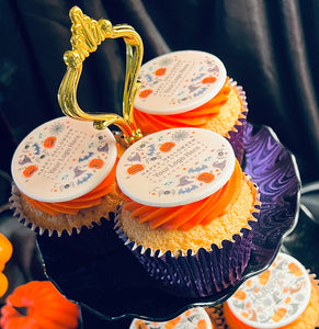 halloween cupcake for client gift with company logo - printcakes.co.uk