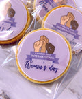 Biscuits with International women's day custom topper individually packaged