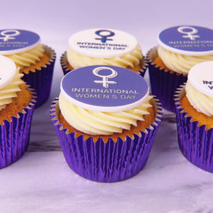 international womens dy logo cupcakes