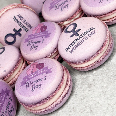 INTERNATIONAL WOMEN'S DAY THEMED PURPLE MACARONS FOR CORPORATE EVENTS