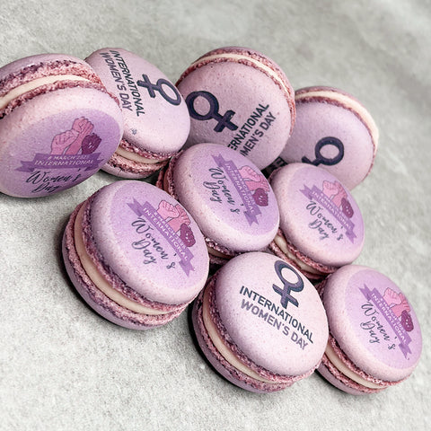 INTERNATIONAL WOMENS DAY THEMED MACARONS WITH BRANDED PRINTED IMAGES 