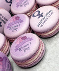 PURPLE MACARONS FOR INTERNATIONAL WOMEN'S DAY WITH PRINTED IMAGES