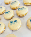 company branded logo macarons at an event