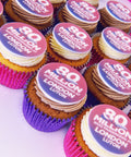 Cupcakes for London Luton Airport celebration with branded message toppers.
