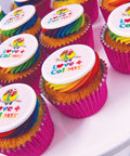 pride rainbow branded cupcakes