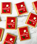book cover biscuits - rectangle shape with bright edible print. 