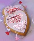 valentines heart biscuit with logo and Happy Valentines day message - uk delivery