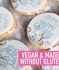 vegan easter egg logo biscuits - employee treats