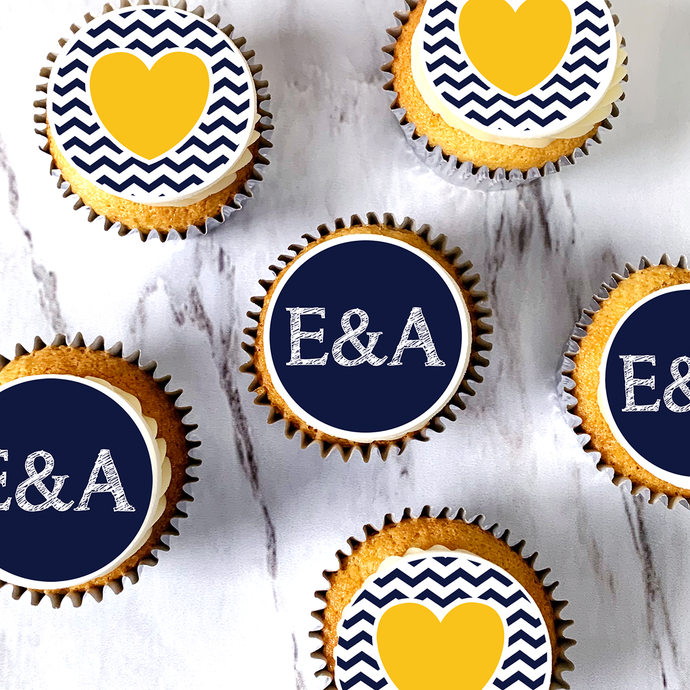 Initial Heart Wedding Cupcakes