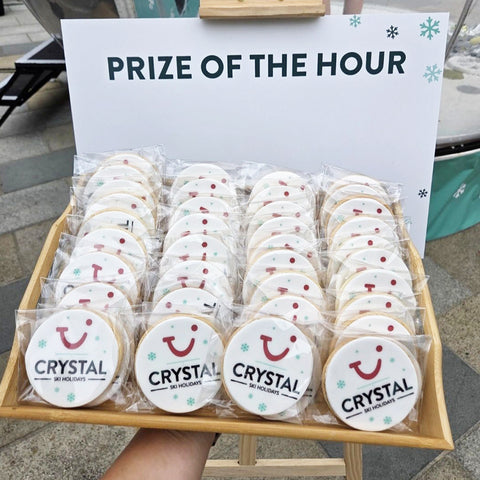 bespoke branded biscuits for events - individually wrapped with company logo