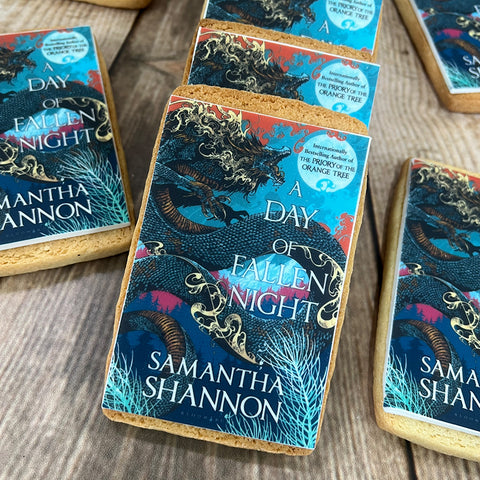 cookies with book cover image to celebrate launch of new book from bloomsbury.