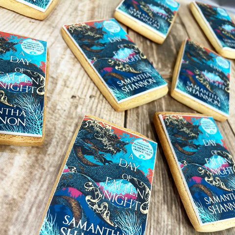book cover biscuits with edible artwork printed iced image