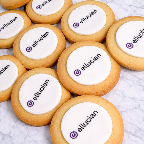 branded biscuits with edible logo icing