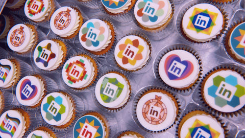 branded logo cupcakes for Linkedin baked by Print Cakes