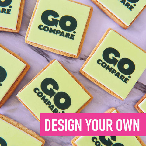 branded square logo biscuits- printcakes.co.uk