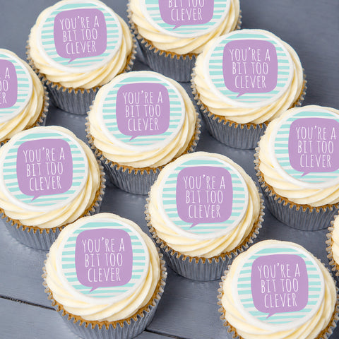 Too Clever buttercream cupcakes with edible toppers for exam results, driving test passes and well done gifts