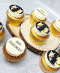 personalise cupcakes with happy engagement message and fun llama edible image.