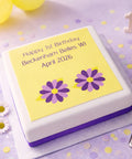 square celebration cake with bespoke edible image - delivery uk wide