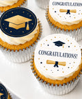 Graduation cupcakes gift box from Print Cakes with graduation hat design and congratulations message