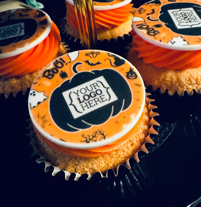 pumpkin halloween themed cupcakes - uk delivery. Shop www.printcakes.co.uk