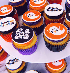 ghost and happy halloween cupcake mix. baked fresh - uk delivery