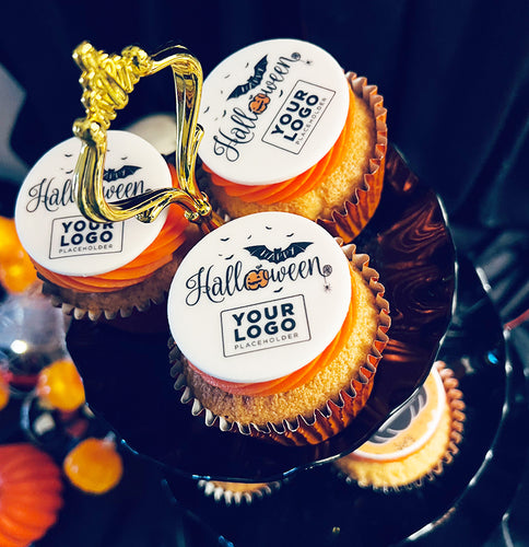 halloween branded orange buttercream cupcakes - uk delivery