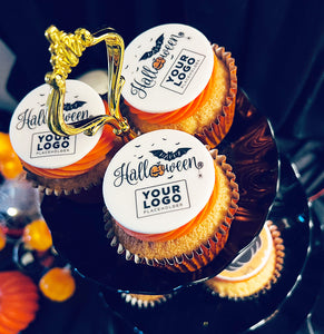 halloween branded orange buttercream cupcakes - uk delivery