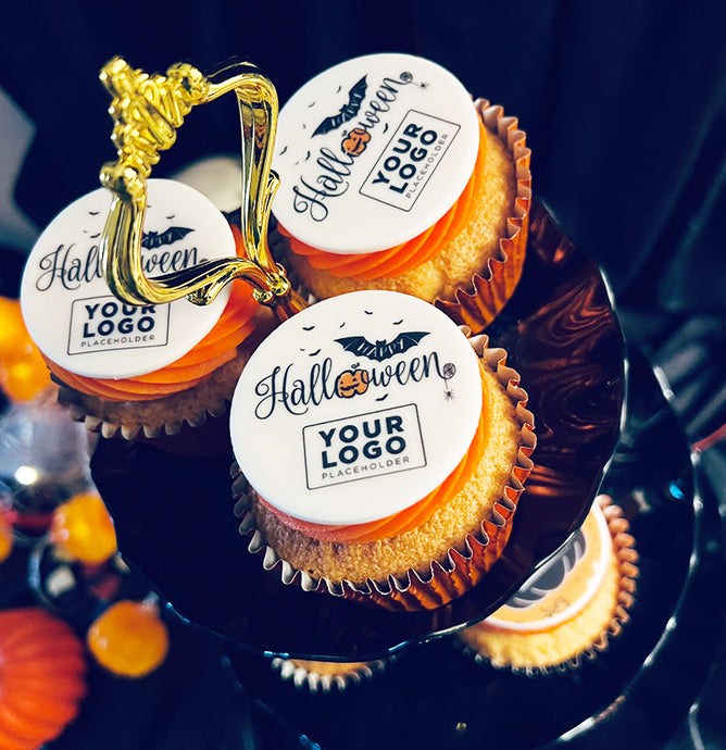 halloween branded orange buttercream cupcakes - uk delivery