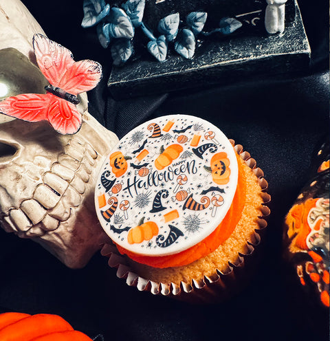 halloween cupcakes with fun themed design for events, parties and gifts