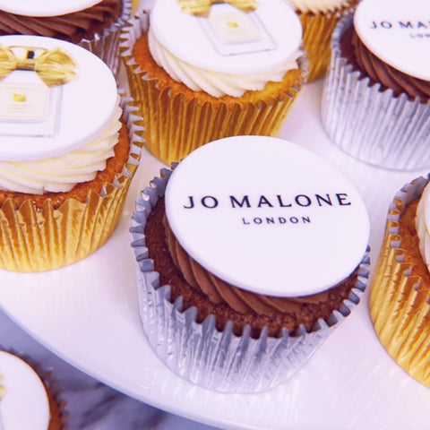 chocolate branded cupcakes for Jo Malone London