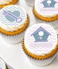 new home cupcakes with a new home design and a key design.
