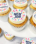 cupcakes with new job and congratulations design for a gift