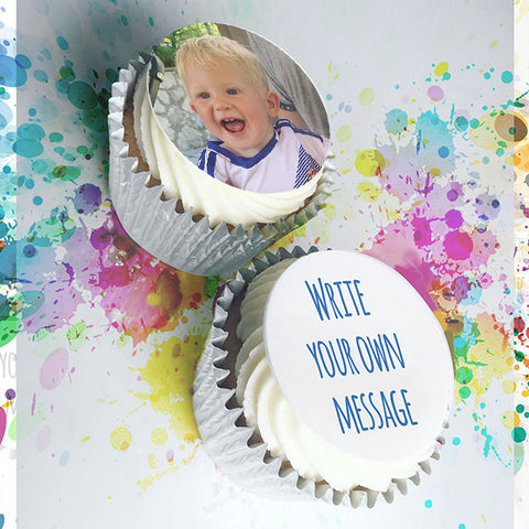 EDIBLE PHOTO CUPCAKE GIFT BOX - BIRTHDAY CUPCAKES - CONGRATULATIONS - UK DELIVERY