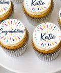 personalised congratulations cupcake box - add a name! Delivered across the uk