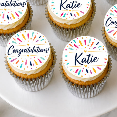 personalised congratulations cupcake box - add a name! Delivered across the uk